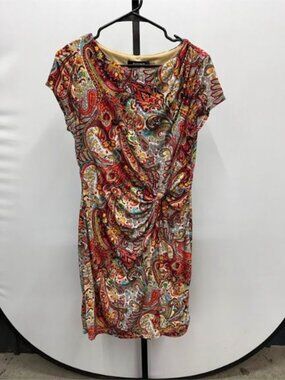 Ellen Tracy Paisley Draped Waist Dress